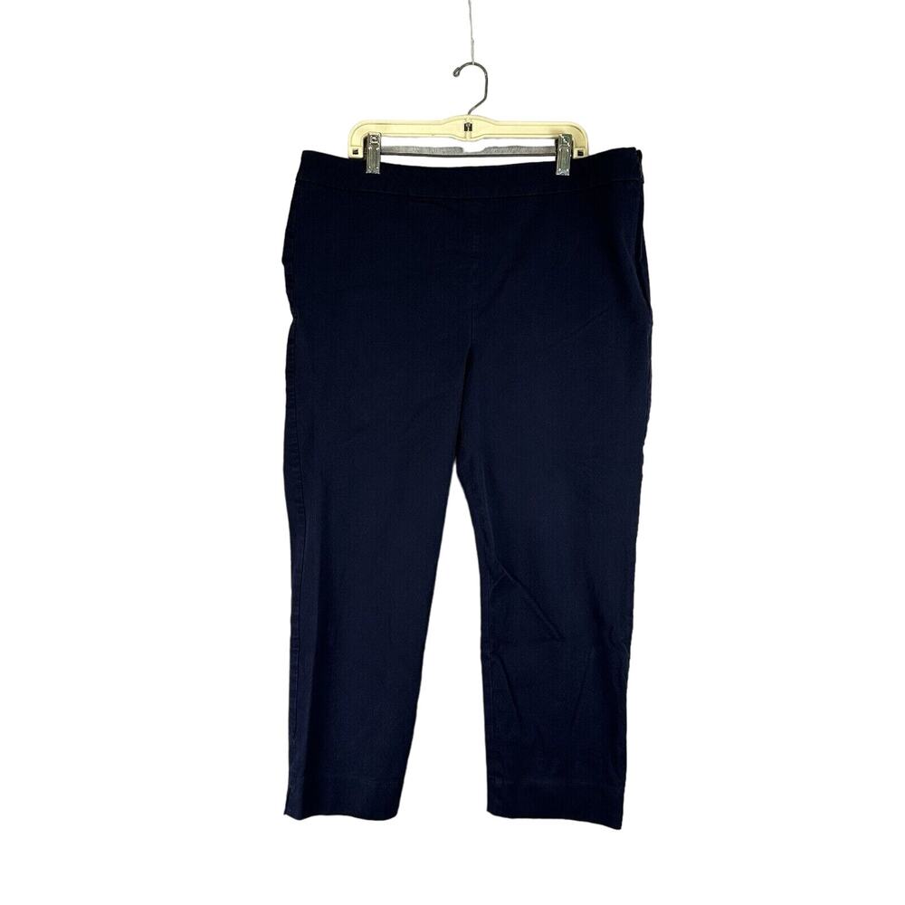 Talbots Pants Womens 12 Chatham Dark Blue Chambray High Rise‎ Classic Pull On